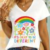 Regenbogen Neurodiversität T-Shirt Es ist Okay Anders zu Sein Süße Blumenhemden Design Autismus Bewusstsein T-Shirt Autismus Mama Retro T-Shirts