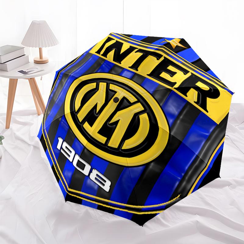 1pc I-Internazionale Milano (8) Umbrella, Sun Protection, And UV Shielding. It Has Eight Sturdy Ribs for Outdoor Use And Perfect As a Holiday Gift