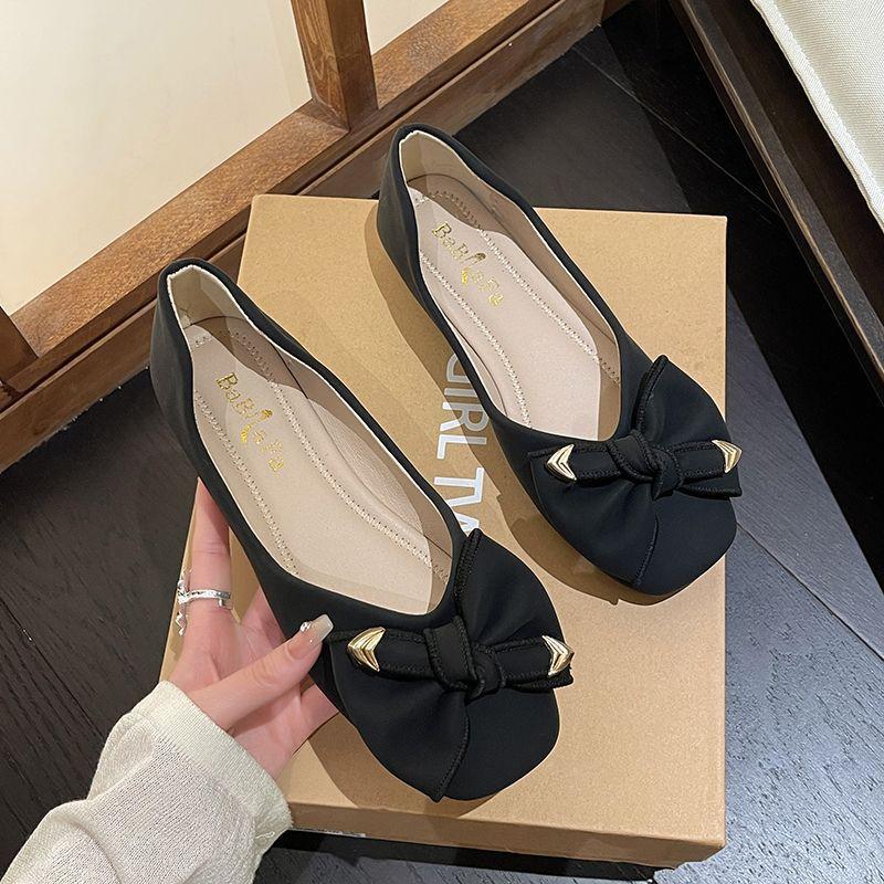 Flat-soled Single Shoes Women's 2025 New Spring and Autumn One-pedal Soft-soled Versatile Non-slip Ladyshoes Korean Version of Temperament Doudou Sho
