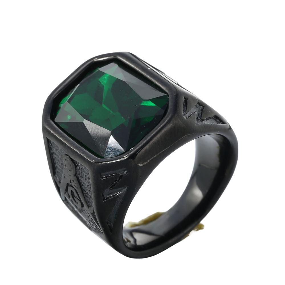 Trendy Gold Plated Titanium Ring with Colorful Gems Punk Style Stainless Steel Jewelry
