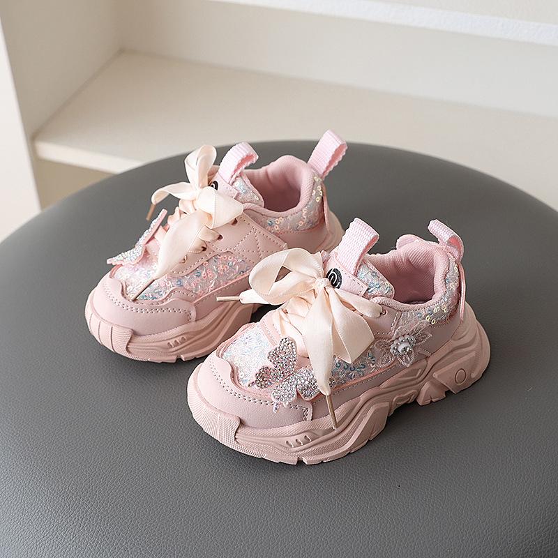 Fashion Girls Shoes Spring New Kids Sports Shoe Soft Soled Girl Casual Shoe Anti Slip Child Running Shoes Cute Girl Sports Shoe