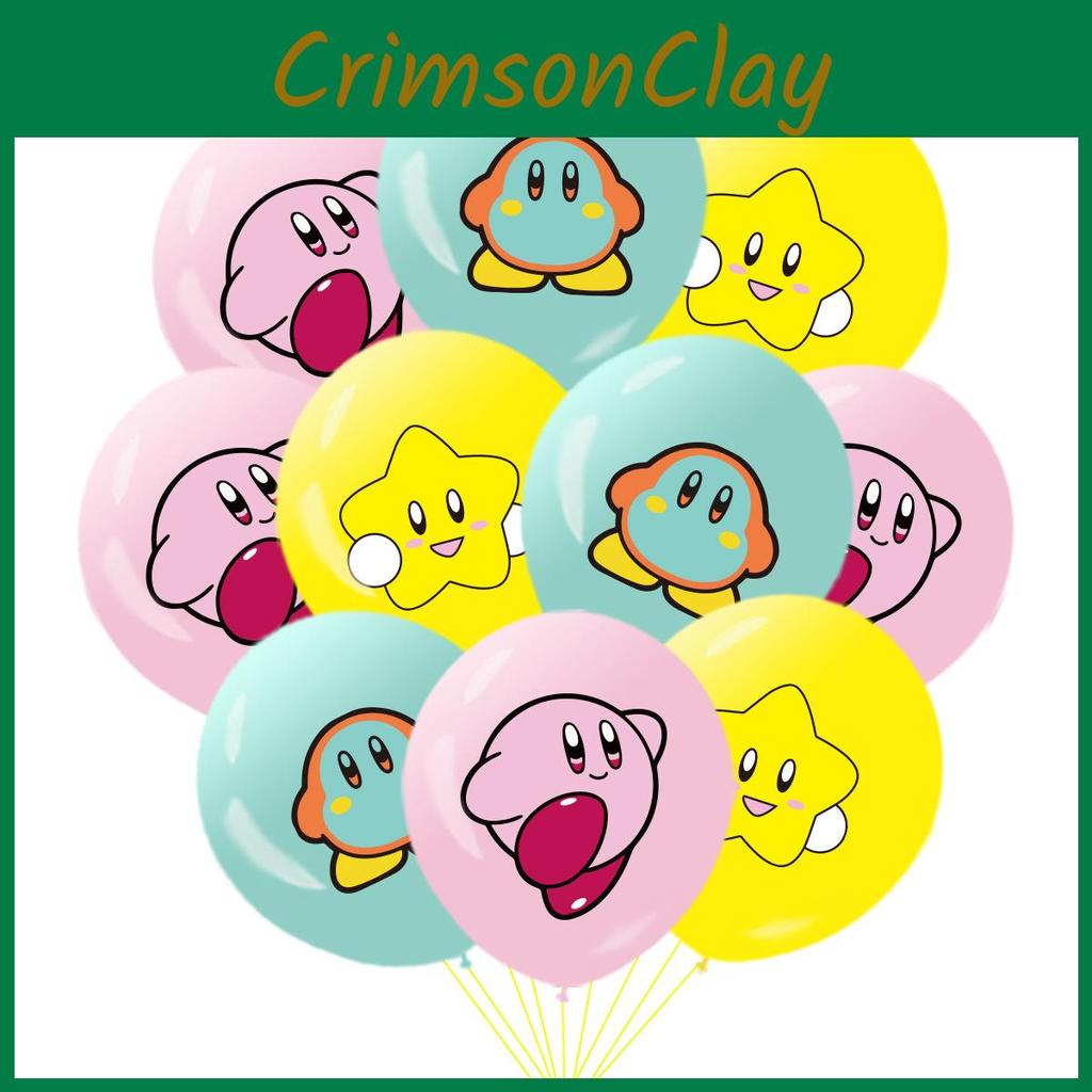 Festliches Kirby-Themen-Geburtstagsparty-Hängeflaggen-Dekorationsset Mit Stern-Aluminiumfolienballons