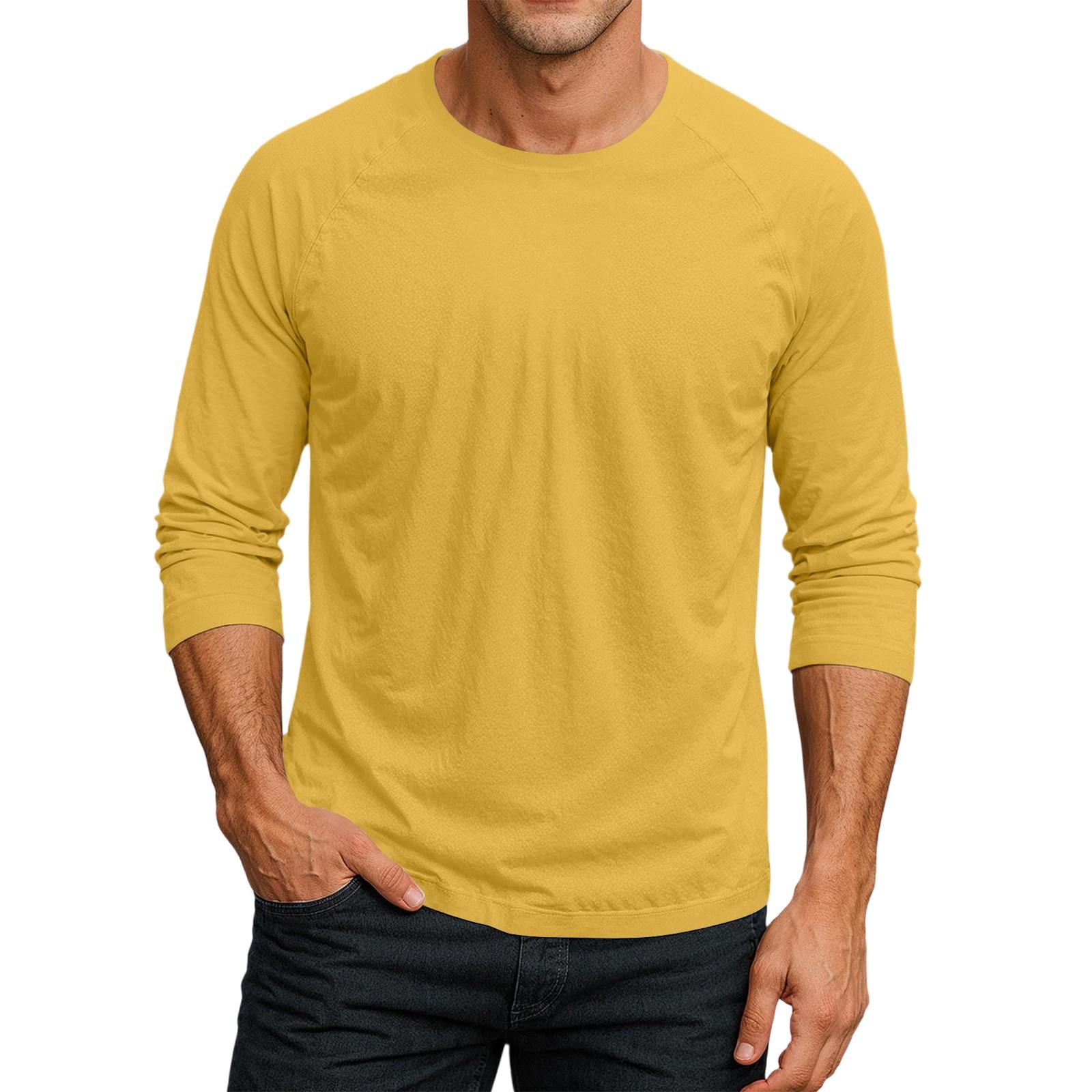 

Мужской топ-футболка с круглым вырезом и рукавами-плунжерами M жёлтый