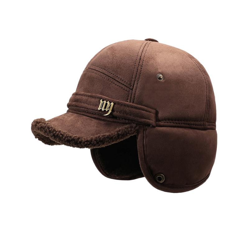 Autumn Winter Woolen Baseball Cap Outdoor Velvet Thick Cap Middle-Aged Men's Warm Ear Protection Bomber Hat