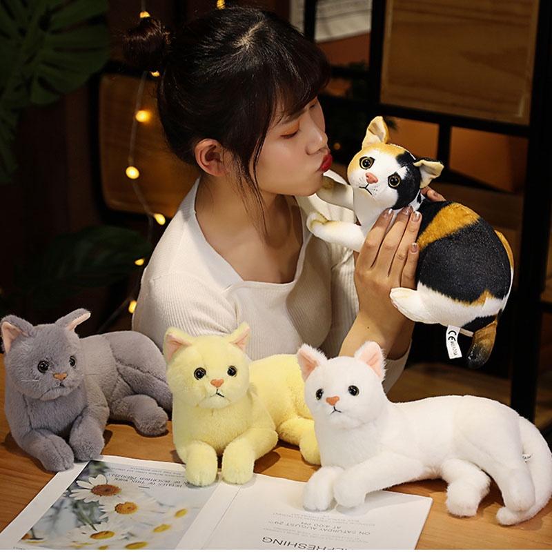 Cute And Cuddly Cat Plush Toy Realistic Animal Stuffed Doll For Kids Perfect Birthday Gift