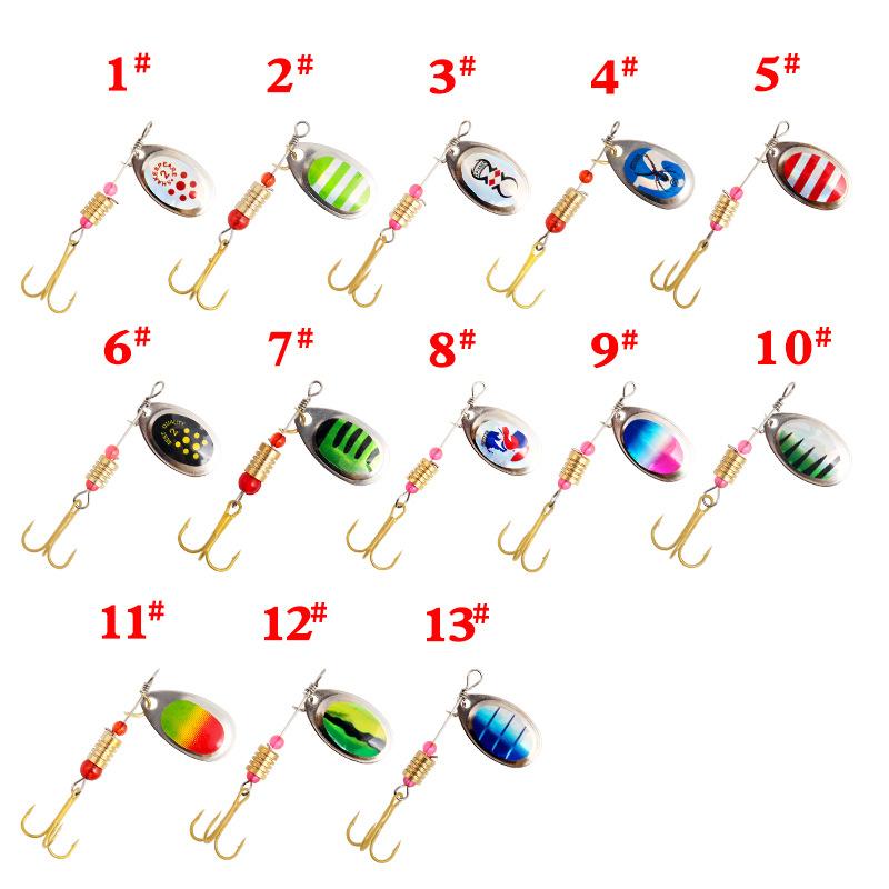 Freshwater Lure Spinning Sequin Set10-13Metal electroplated bait with barbed hook fishing gear supplies