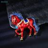 Enamel Red Horse Figurine Brooch - Rhinestone Decorated Animal Brooch Pins Year Of The Horse Party Jewelry Gift