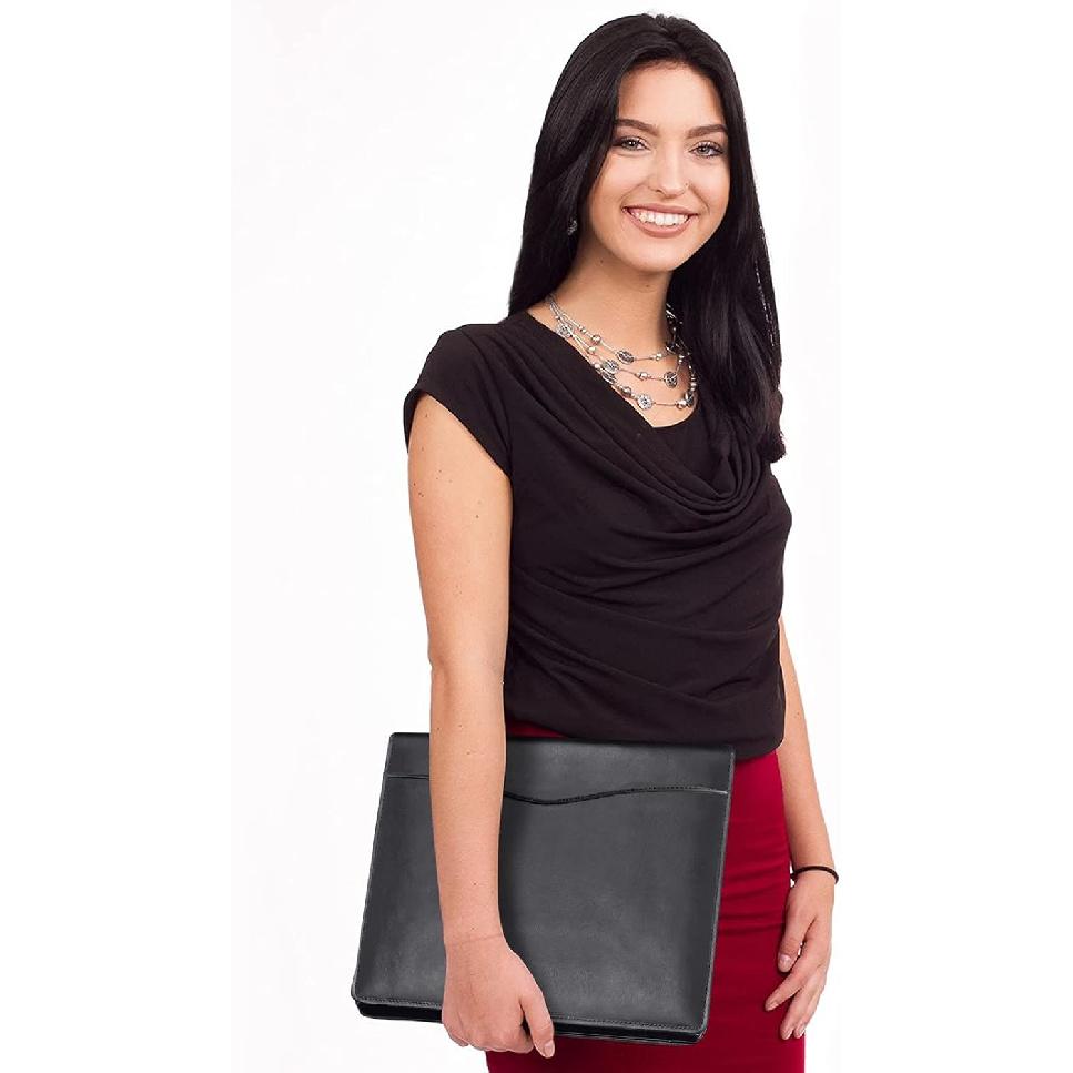 Leather Portfolio Folder Padfolio, Business Padfolio Organizer Document Planner Portfolio Binder Storage Pocket for Legal Pad Holder Paperwork Phone