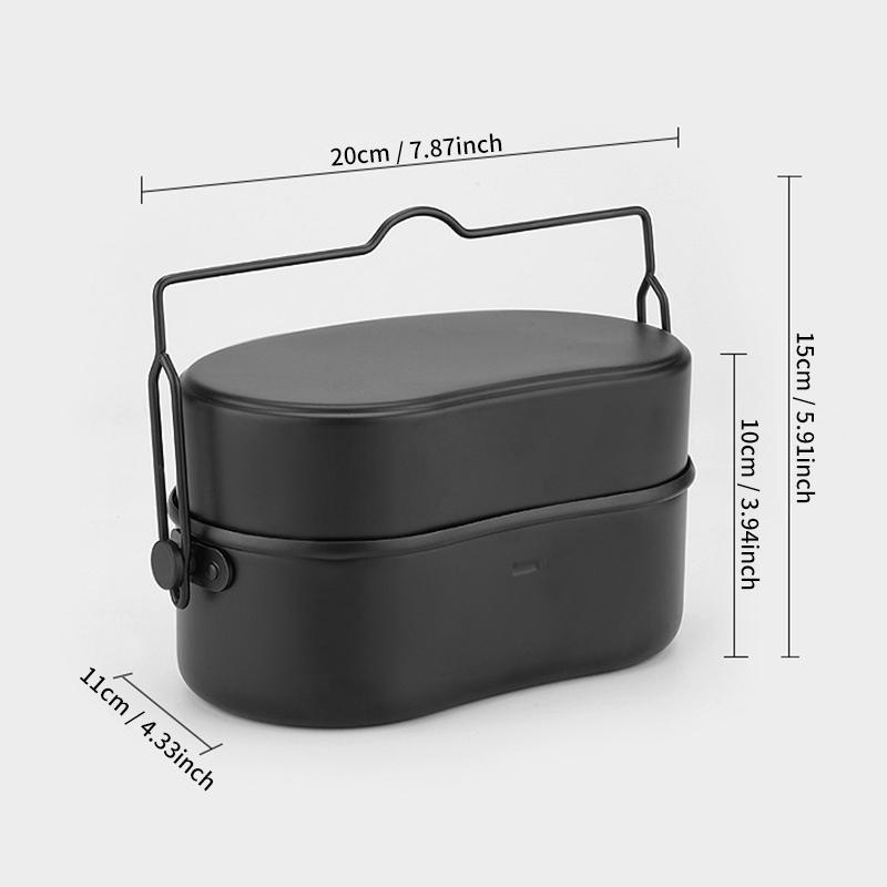 Aluminum Lunch Box Cookware Outdoor Camping Rice Cooker German Style Mess Kit Three-Part Portable Cooking Pan Pot