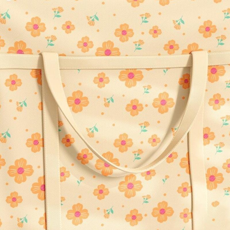 Large Capacity Floral Pattern Tote Bag For Home Use, Luggage, Moving, Dormitory, And Clothing Storage.
