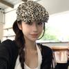 Niche design sense of tide and leopard print hat Y2K subculture retro forward hat women's fashion versatile beret