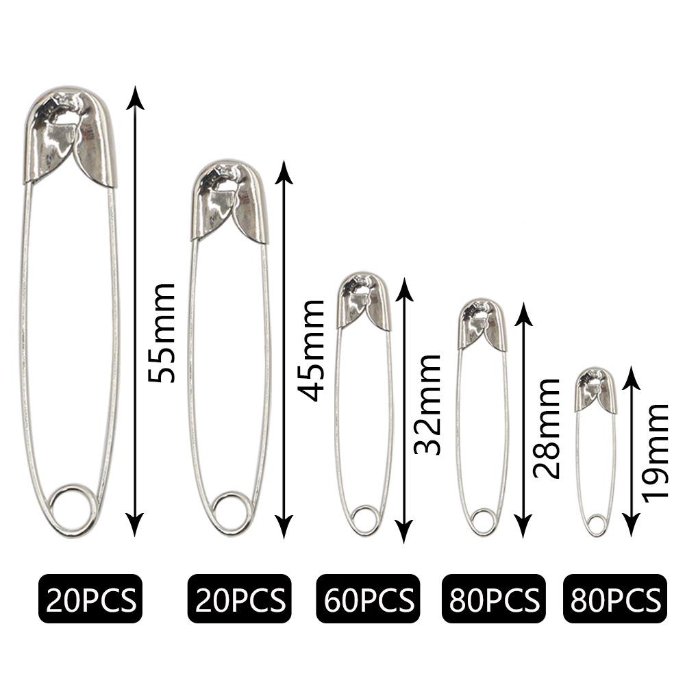 260pcs Silver & Nickel Safety Pins Set for DIY Jewelry & Clothing