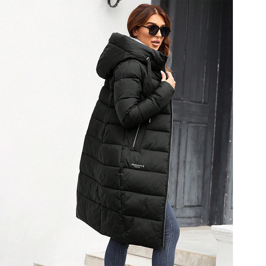 Winter Women'S Long Outdoor Warm Coats, Thickened Knee-Length Hooded Coat Women'S Winter, Long Sleeve Zip-Up Jackets With Pockets, Casual Outerwear