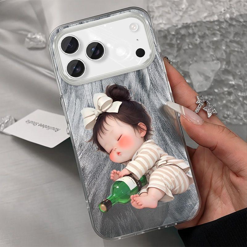 Cartoon Hartschalen-Babyflaschenhülle für iPhone 13-17 Pro Max