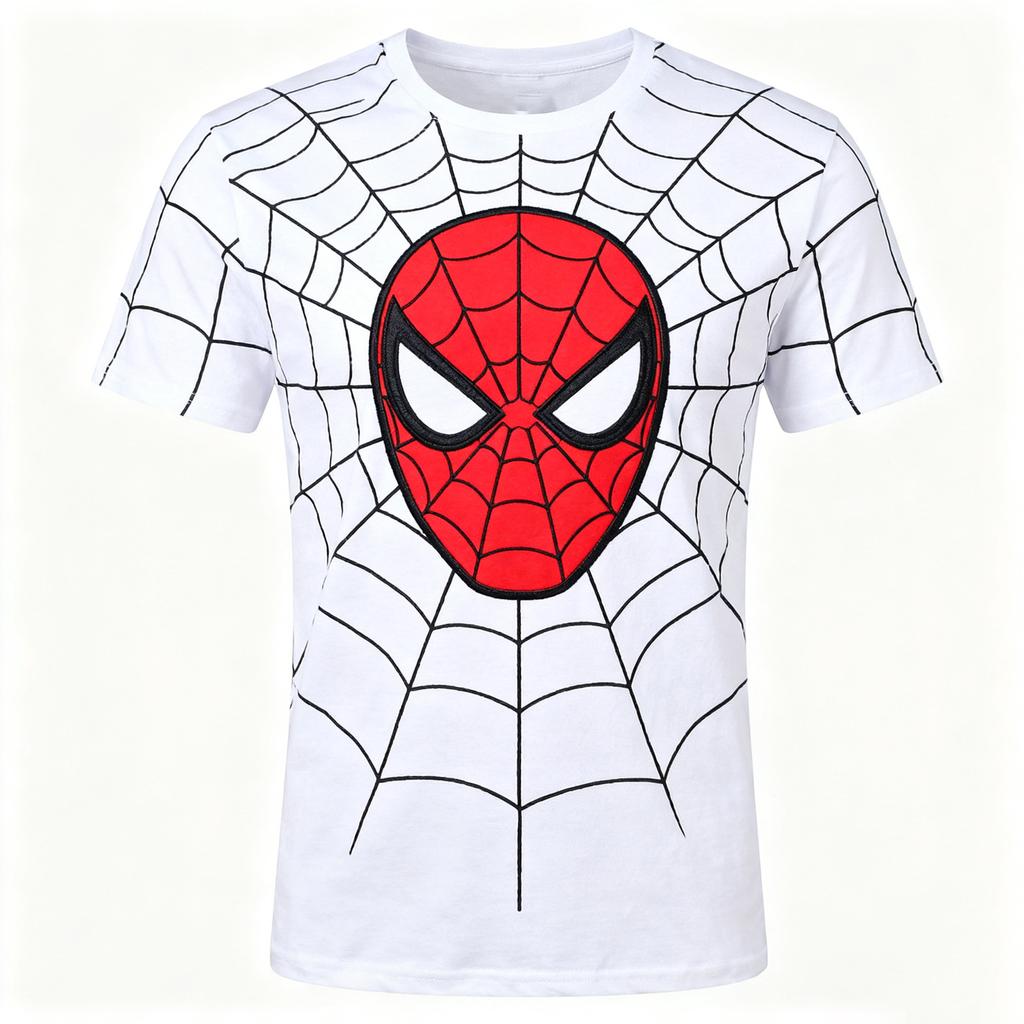2026 Summer Children's T-shirt Fashion Street Cartoon Spider-Man 3D Quick-Dry Breathable Hydrating Short Sleeve