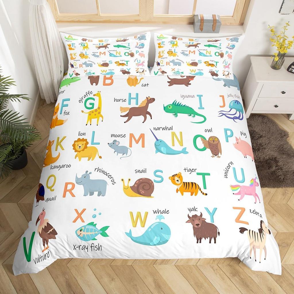 Comforter Blue Alphabet Space Spaceship Single Queen Size Cartoon Bedding Set For Boys Kids Outer Space Black Comforter