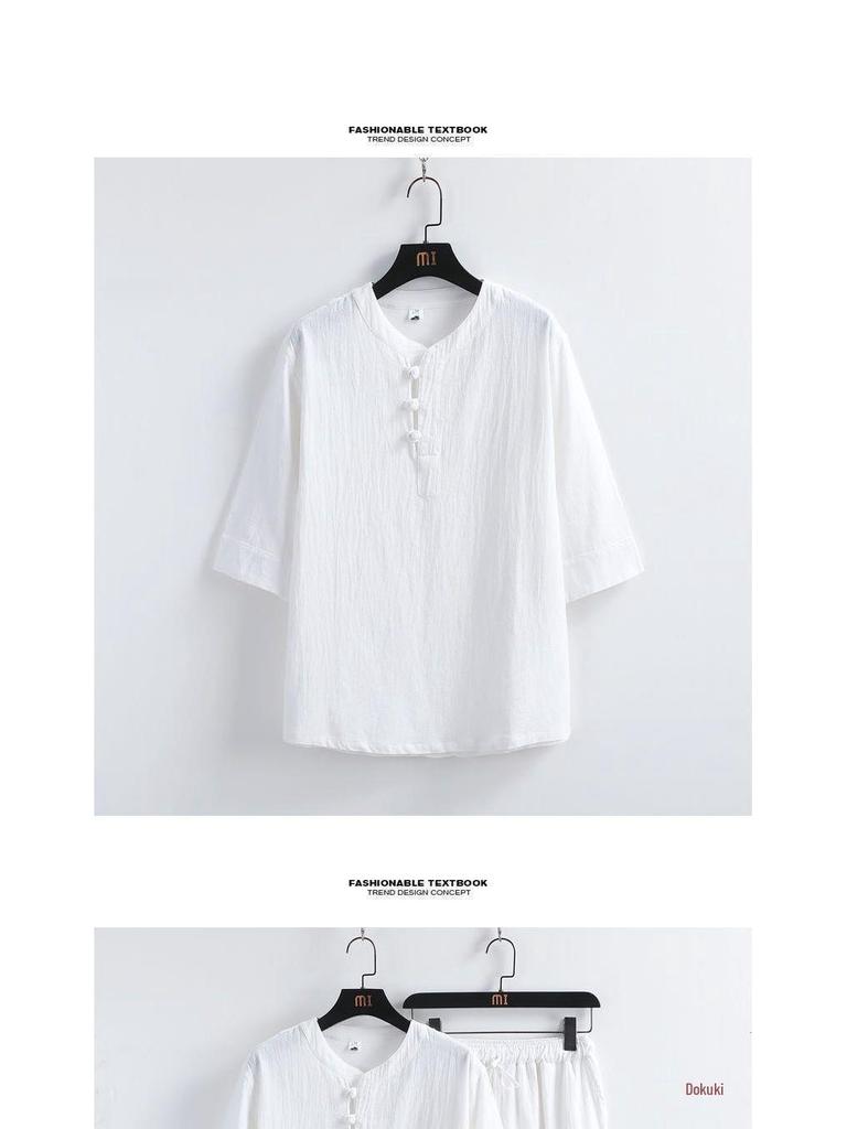 Men’s Taoist Meditation Suit – Summer Cotton-Linen Zen Tang-Style
