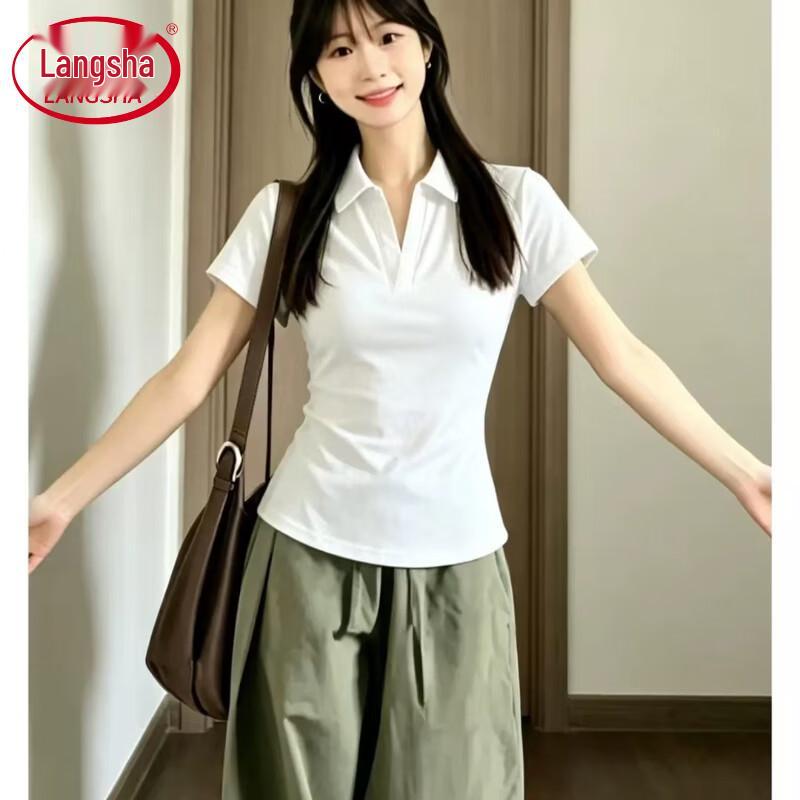 Langsha Women's Summer Short Sleeve Polo T-Shirt