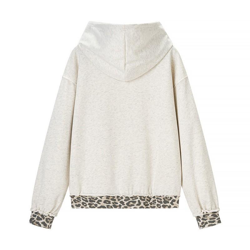 Womens Retro Leopard Print Hooded Sweatshirt Street Style Casual Top S M L