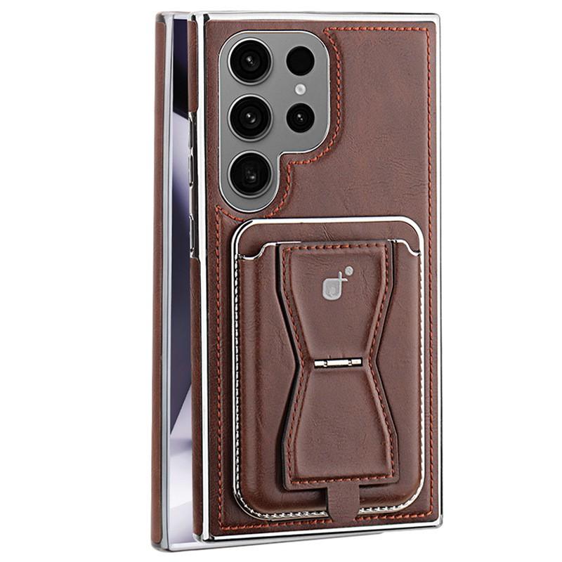 Magnetic Leather Phone Case With Card Slot Kickstand Galaxy S24 Ultra S23 Plus Business Style