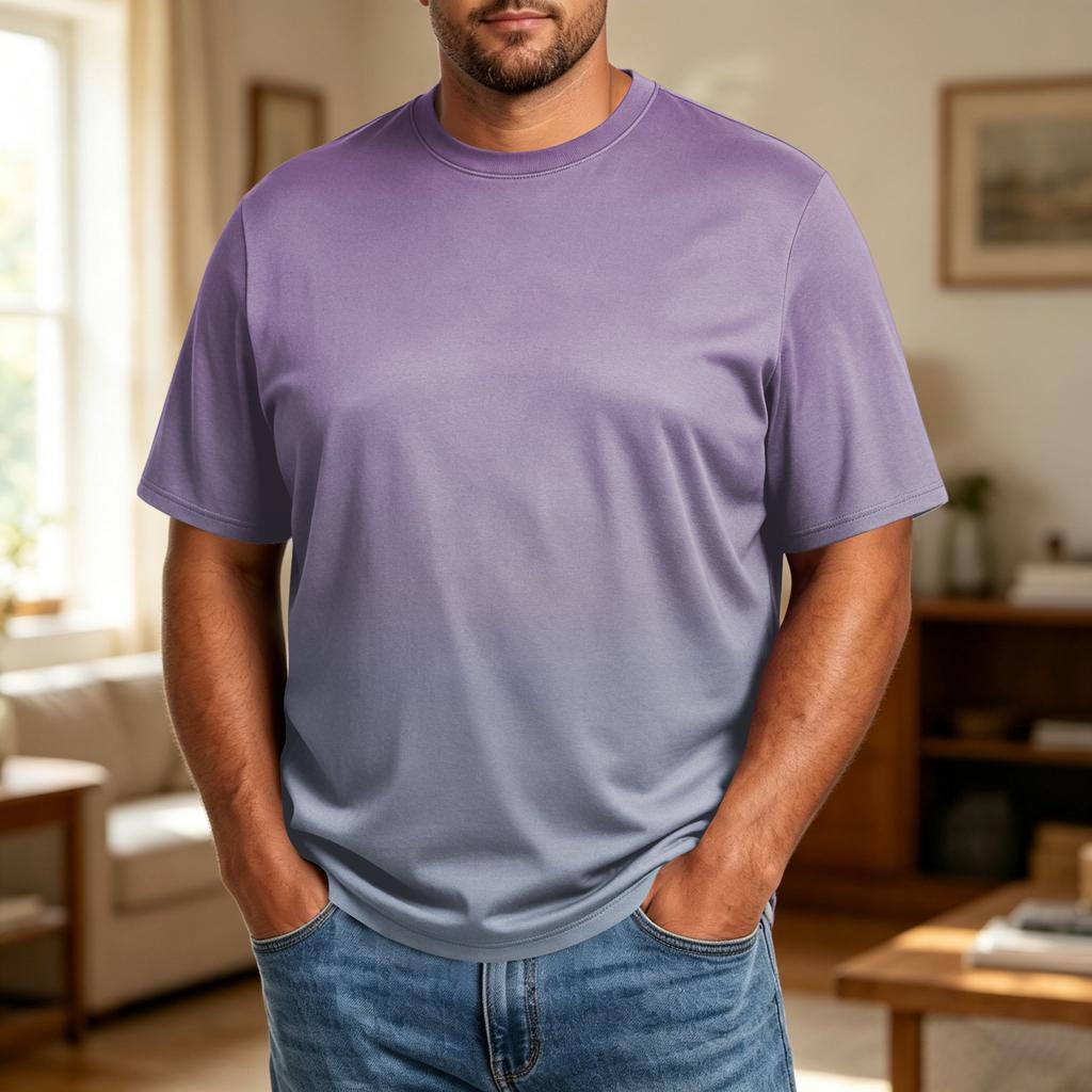 Men's Big Size Comfortable Breathable Casual Loose Fit T Shirt Top Soft Fabric Short Sleeve Crew Neck Tee for Everyday Wear