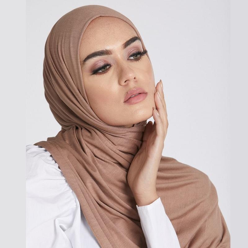Jersey Modal Hijab Shawl Solid Color Muslim Hijab Woman Cotton Head Scarf Elastic Islamic Turban Crimping Headwraps Cape