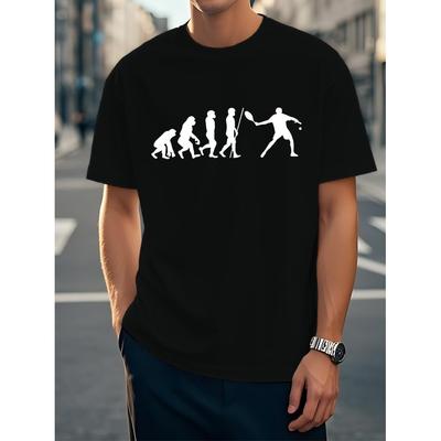 Tennis Evolution Graphic Men's Cotton Crewneck T-Shirt Athletic Fit Short Sleeve Casual Sportswear Tee