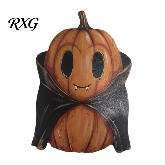 Artistic Home Office Decor Halloween Wooden Ornaments, Distressed Pumpkin/Cat Decorations, Desktop & Wall Modern Retro Desk Display Decors for Autumn
