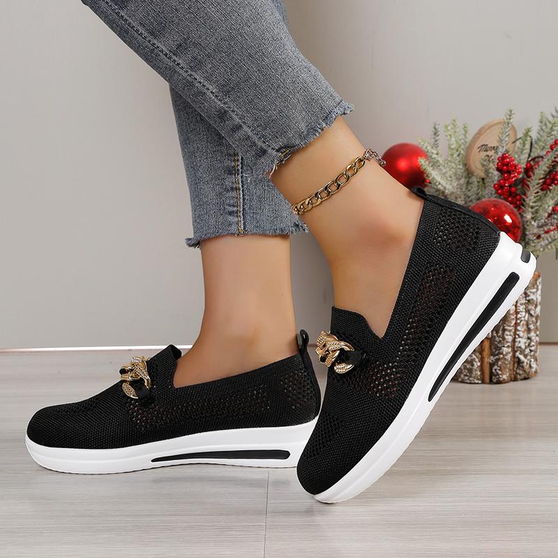 Большие размеры дышащая сетка Fly плетеные туфли для мам женские одинарные туфли — фото 4