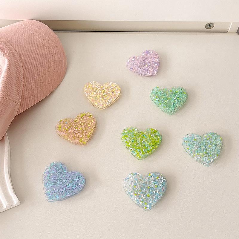 Creative Color Love Sequins Mobile Phone Airbag Bracket Wind Flash Powder Watching Drama Desktop Bracket Retractable Niche