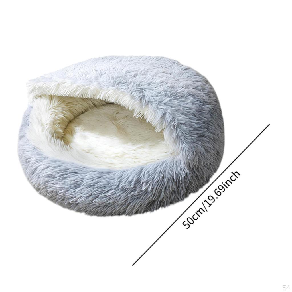 Cat Bed with Cover Cave,Cozy,Warm Cushion,Calming Soft Plush Round for Pet Supplies Puppy Dogs