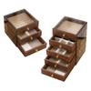 Jewelry Storage Box with Clear Viewing Lid, Walnut Look Drawer Case and Ring Tray for Vanity and Dresser Display