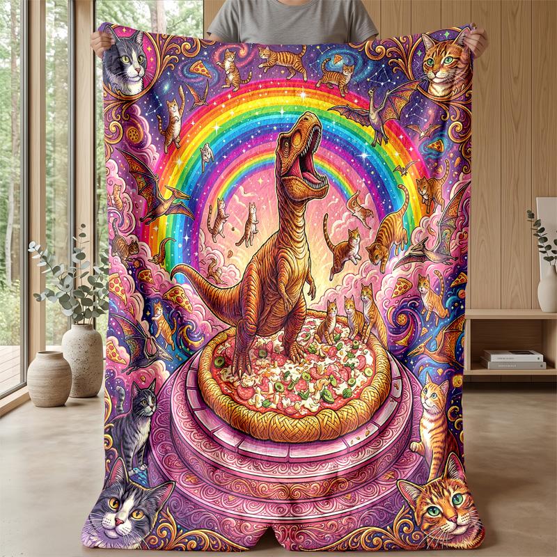 Dinosaur Dreams in the Sky blanket Personalized Name Flannel Blanket Soft Cozy Plush Throw for Sofa Bed Lightweight Home Decor