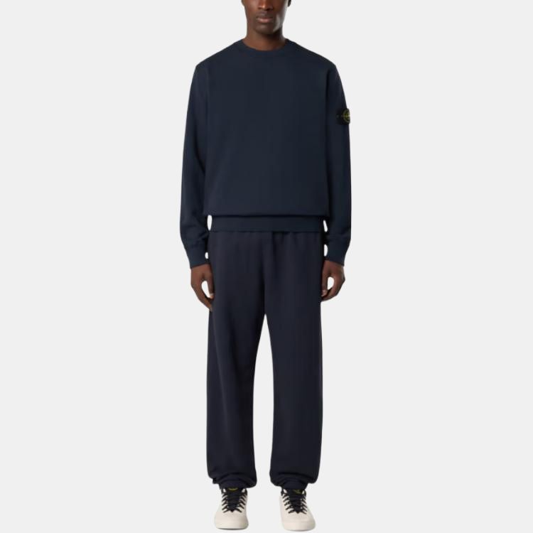 STONE ISLAND Logo Crew Neck Long Sleeve Sweatshirt Men Sweatshirt Navy-Blue K1S1561000-20S0060-V0020