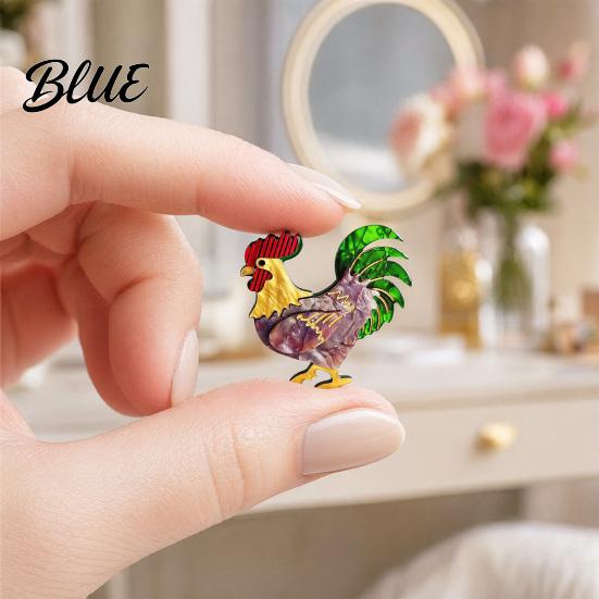 Farm-themed Jewelry Chicken Rooster Brooch Pin Acrylic Lightweight Farm Lapel