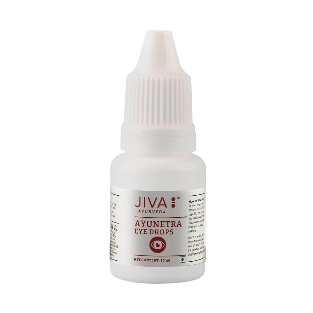 Jiva Ayunetra Eye Drops 10ml X Pack of 4 | Herbal Natural Relief for Dry, Red, Irritated Eyes