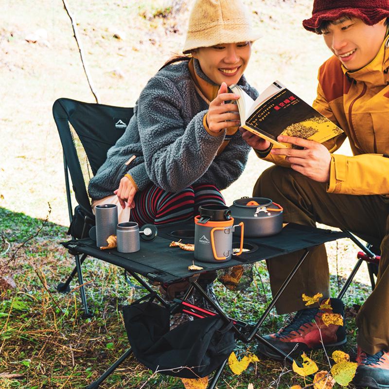 WIDESEA Folding Camping Table with Dual Cup Holders - Durable Aluminum Alloy and High Elastic Fabric