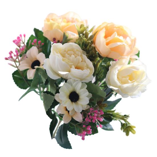 

Имитация пиона, реалистичный искусственный букет с зелеными листьями, ветками, не требующий ухода, искусственный цветок, цветочная композиция своими руками шампанского