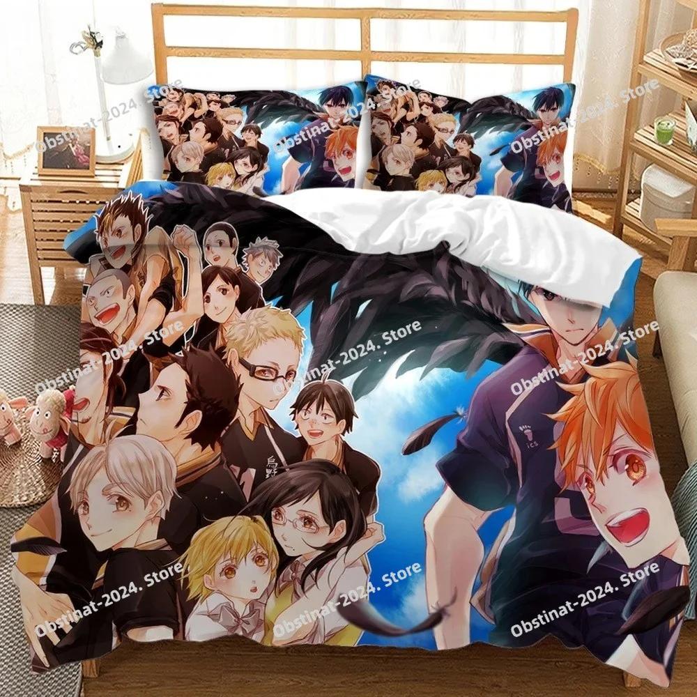 Haikyuu Bedding Set Volleyball Boys Print Bed Set With Pillowcase Bed Duvet Cover Soft Single Double Queen Super King Size