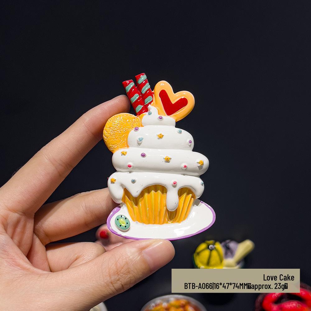 3D Cartoon Ice Cream Cone Cake Refrigerator Magnet Toy Decoration Accessories
