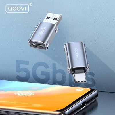 QOOVI USB 3.0 zu USB Typ C OTG Adapter Thunderbolt 3 Konverter für Laptop Pro Samsung S21 Xiaomi Huawei USB-C OTG Stecker
