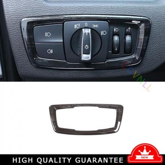 Headlight Button Frame Button Trim Fit For BMW X2 F39 2018- Wood Grain Black