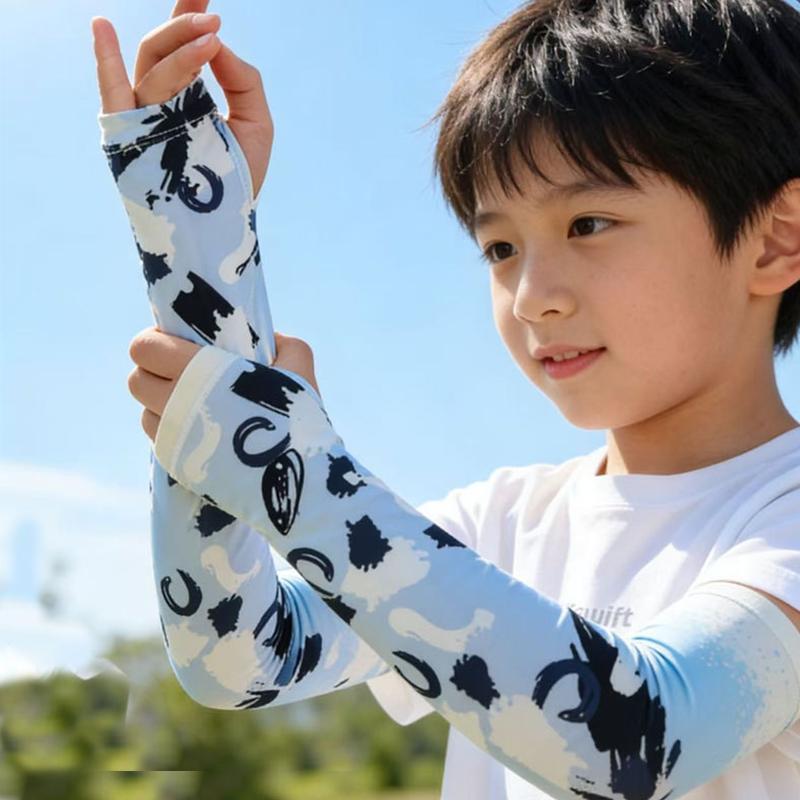 

Summer Running Arm Sleeves Children Adjustable Cuff UV Protection Arm Cover Sunshade Ice Silk Outdoor Sun Protection Arm Covers чорний