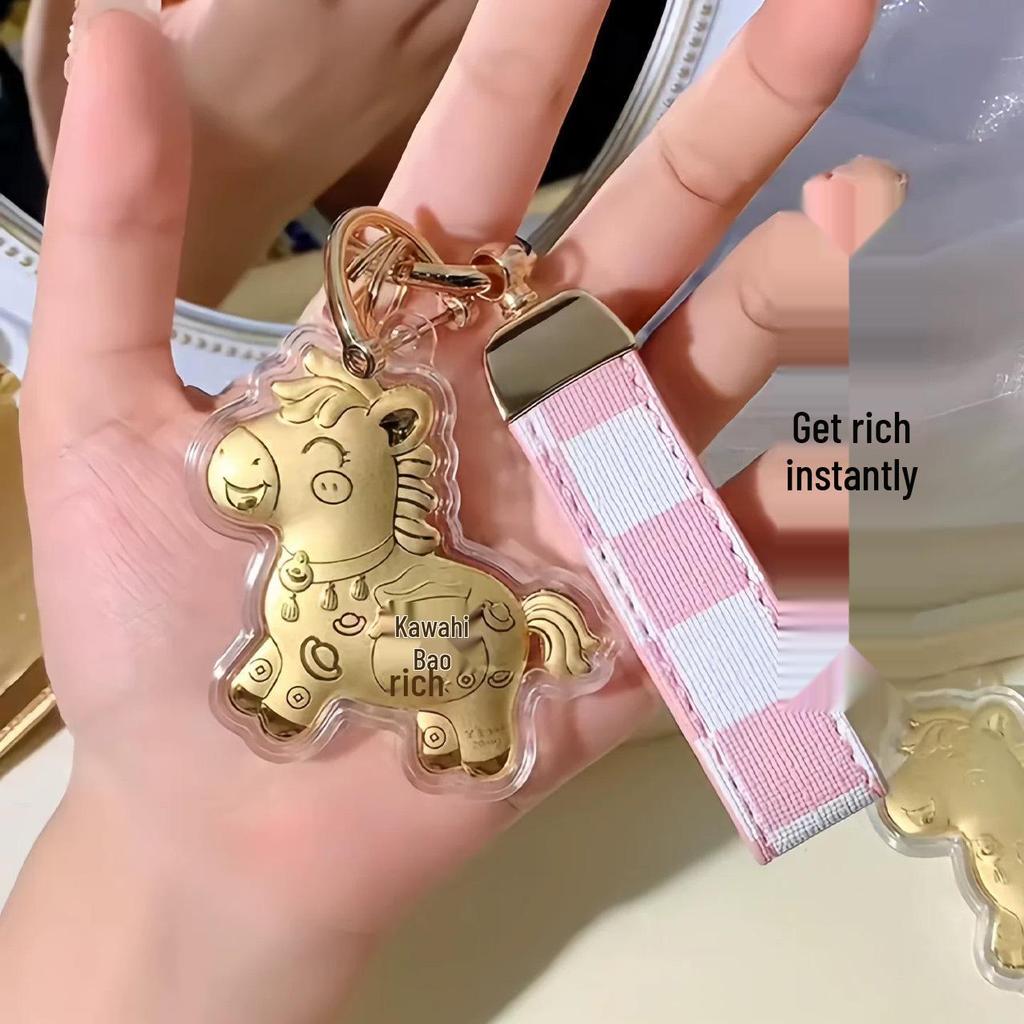 Brelok Złoty Koń: Amulet Bogactwa i Dobrobytu do Toreb i Samochodów