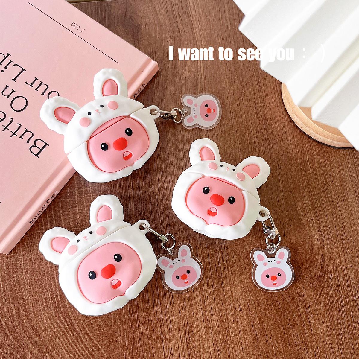 

Милый 3D мультяшный кролик бобр чехол с брелком для Airpods Pro 2 чехол, мягкий защитный силиконовый чехол для наушников для девочек/женщин airpods pro 2 2022