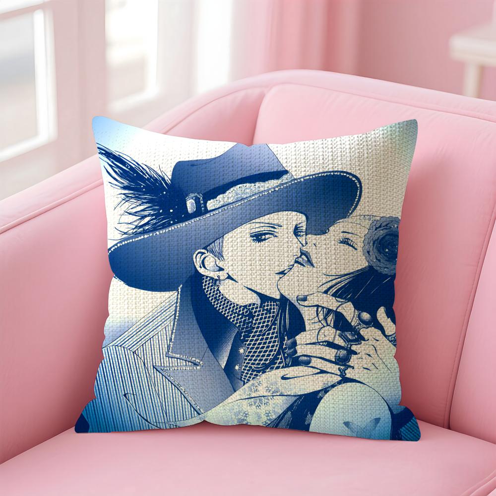 P-Paradise K-Kiss Manga Cushion Cover Natural Linen Pillow Case Double-Sided Print Decorative Sofa Pillowcase Home Decor Gift