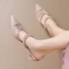 Baotou Half-drag Women's Outer Wear 2025 New Summer High-end Mesh Pointed French High-heeled Sandals with Skirt