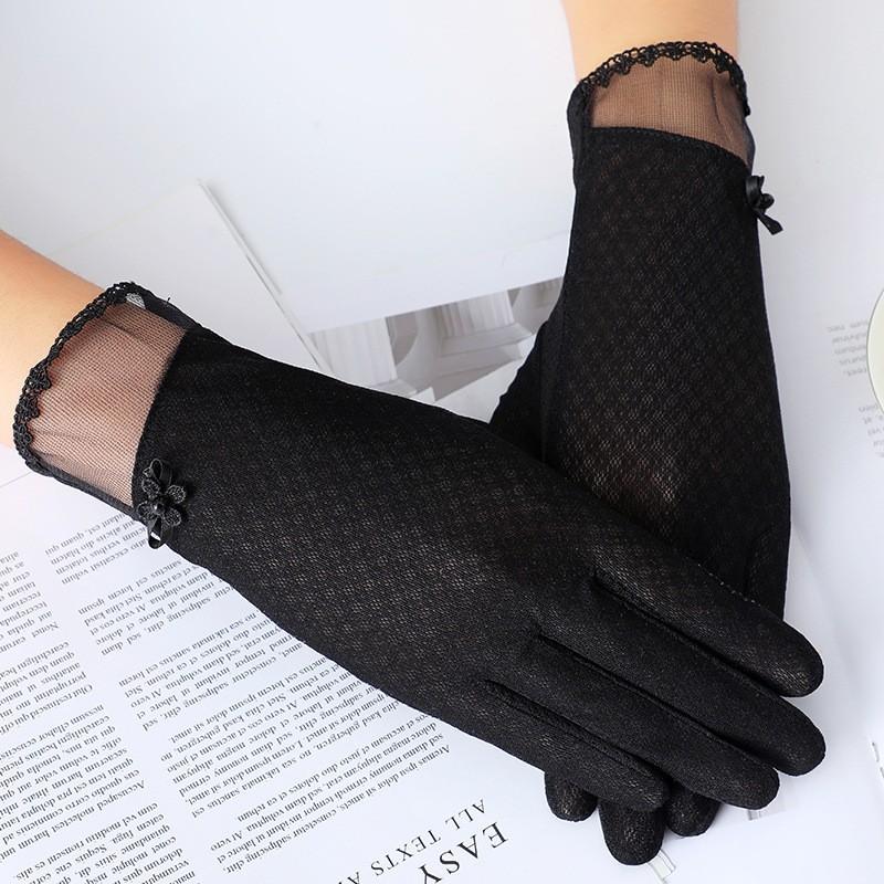 Women's Sunscreen Gloves Spring and Summer Thin Lace Touch Screen Gloves Driving Breathable Outdoor Shade Cycling Gloves