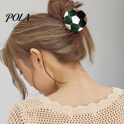 Football Hexagonal Pattern Hairpin for Girl, Themed Hair Clip, Large Curved Clip Medium Size Long Thick Curly Hair, Strong Elastic Grip Sports