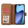 For iPhone 17 Pro Max Case Zipper Pocket 9 Card Slots PU Leather Phone Cover with Hand Strap